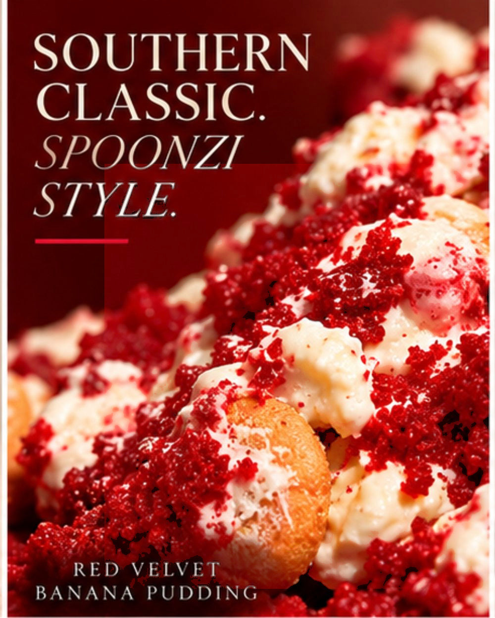 Red velvet banana pudding composition